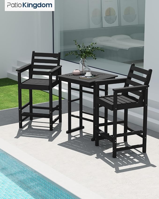Bar Height Adirondack Chairs and Table Set, Outdoor Patio Bar Set - Image 3