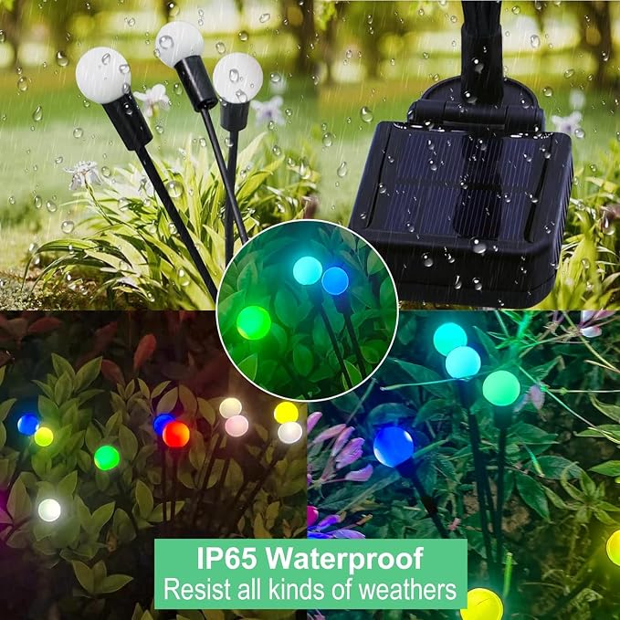 Solar Garden Lights Outdoor, 2 Pack 20 LED Solar Firefly Lights Waterproof - Image 7