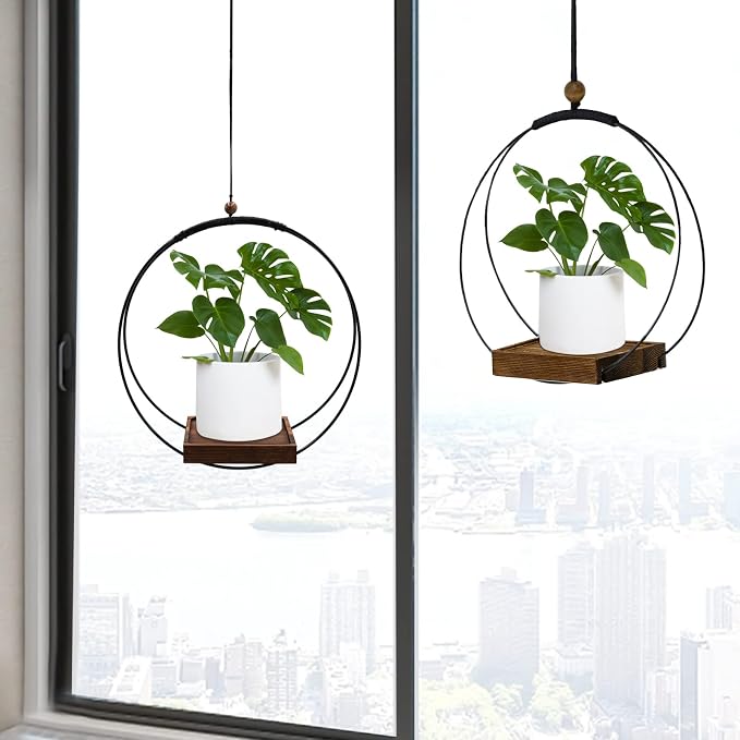 2 Pack Hanging Planter for Indoor Plants, Modern Boho Macrame Hanger, Wall - Image 7