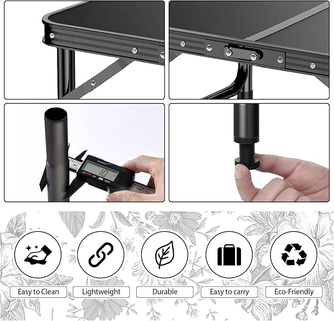 Outdoor Side Table, Portable 3 Adjustable Height Small Outdoor Folding Table - Image 5