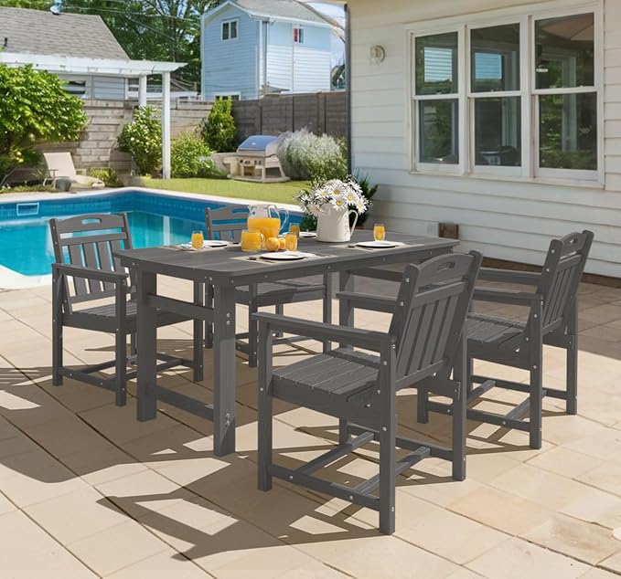 Ciokea HDPE Outdoor Patio Dining Chairs Set of 2, All-Weather Porch Chair - Image 8