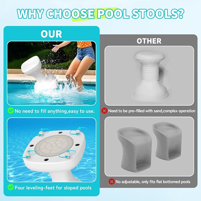 24" Pool stools for Underwater, Pre-Weighted Pool Stool - Image 6