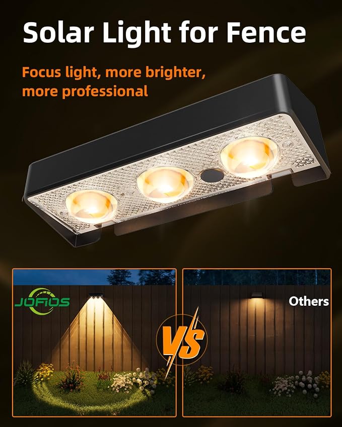 Solar Fence Lights 2 Pack, Warm White, Cool White and RGB Color Glow LED Solar - Image 7