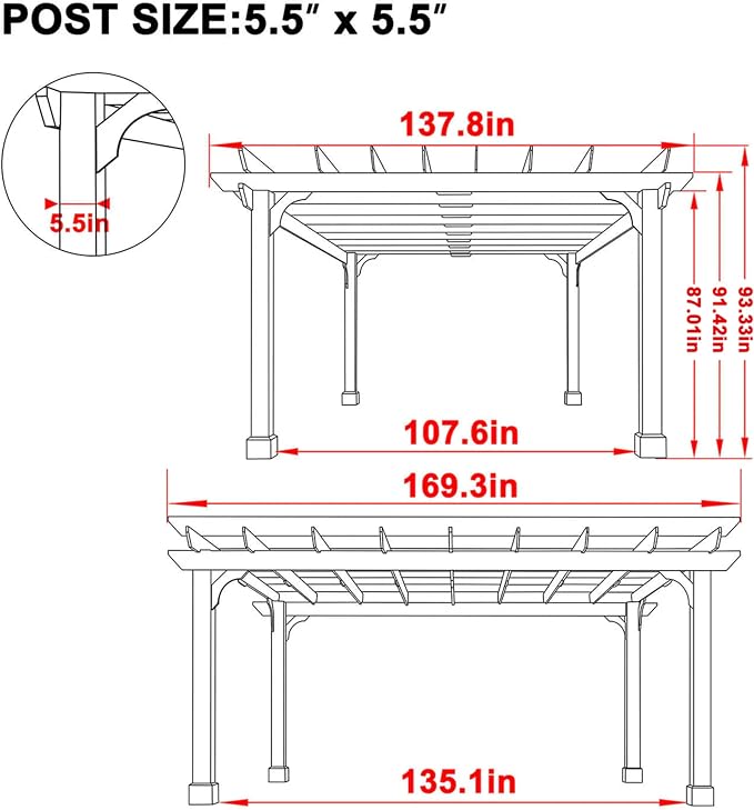 MUPATER Retratable Wooden Pergola Gazebo - Image 2