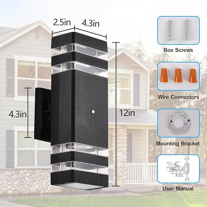 DASTOR 4 Pack Dusk to Dawn Outdoor Wall Lights, 3000K Warm White Exterior - Image 6