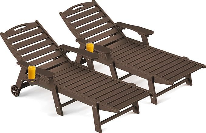 Ciokea Outdoor Chaise Lounge Chair Set of 2, Patio Lounge Chairs by CIOKEA