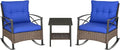 Outsunny 3 Piece Patio Rocking Chair Set, Outdoor Wicker Bistro Set by Outsunny