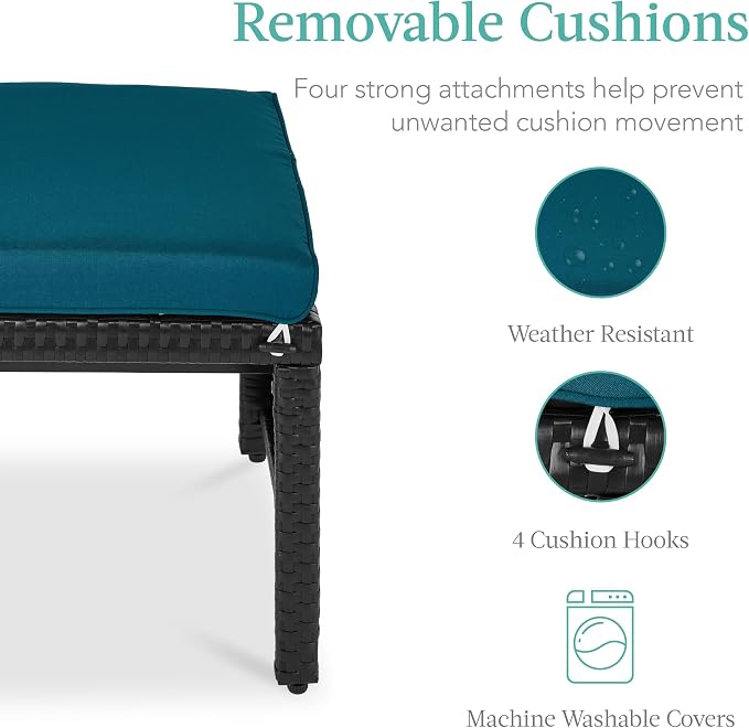 Best Choice Products Set of 2 Wicker Ottomans, Additional Seating, Side Table - Image 6