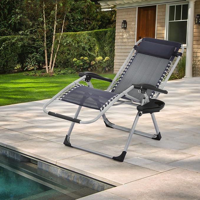 MoNiBloom Stable Folding Chair Outdoor Lounge Chair Beach Pool Lawn Recliner - Image 5