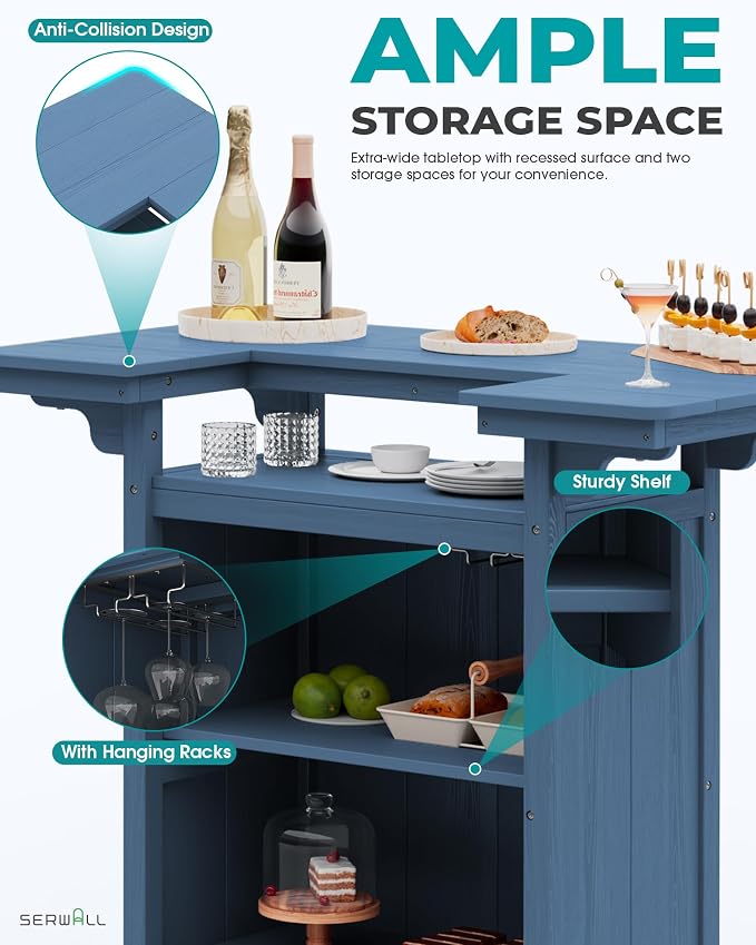 SERWALL Outdoor Bar Table, Patio Bar Cabinet - Image 4