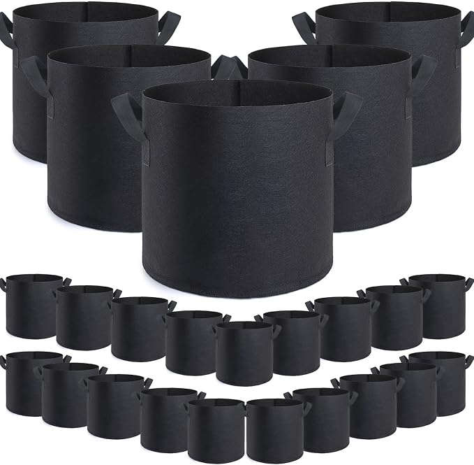 GROWTNT 5 Gallon Grow Bags 24 Pack, 5 Gallon Fabric Pots, Garden Bags to Grow by GROWTNTLLC