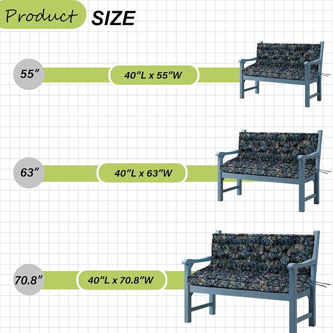 Waterproof Porch Swing Cushion Replacement, Thick 2–3 Seat Swing Seat Cushion - Image 7