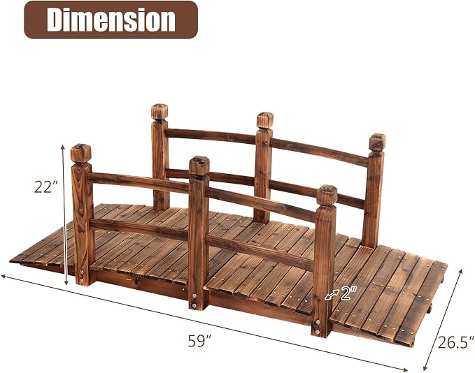 S AFSTAR Garden Bridge, 5FT Wooden Arc Footbridge - Image 7