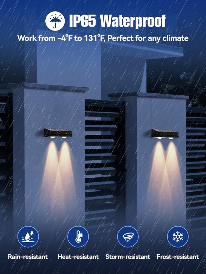 Fence Lights Solar Powered 2 Pack, RGB Fence Solar Lights Outdoor Waterproof Led - Image 6