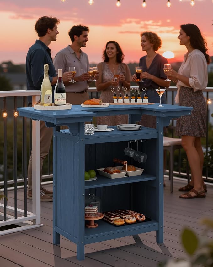 SERWALL Outdoor Bar Table, Patio Bar Cabinet - Image 9