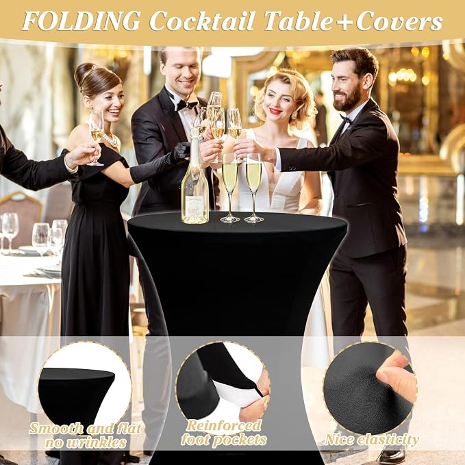 GUAGUA 32" Round Plastic Folding High Top Table - Image 4