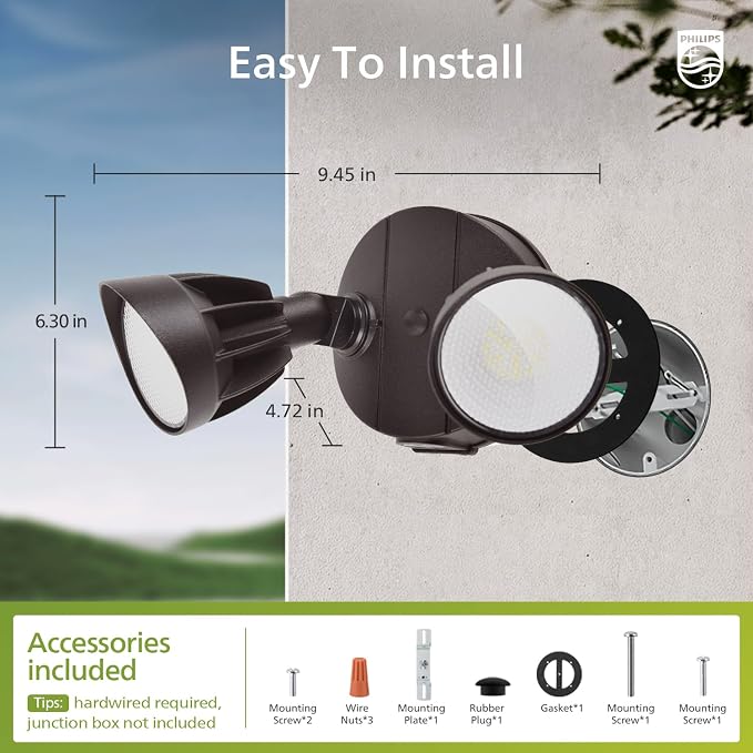 Philips 44W 3500LM ‌LED Security Flood Light‌ ‌Outdoor‌，Switch Controlled - Image 7