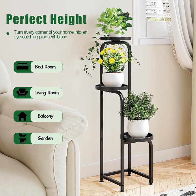Plant Stand Indoor Outdoor 3 Tier Metal Plant Shelf - Image 2