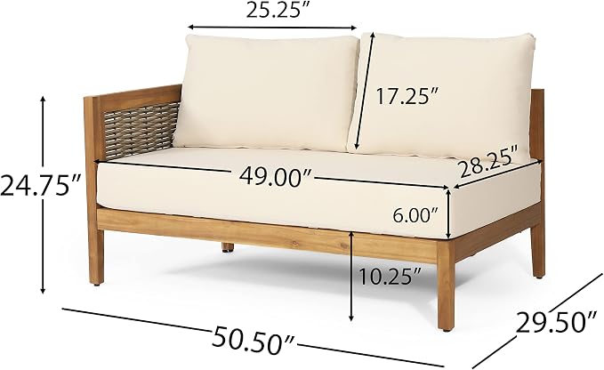 Christopher Knight Home Burchett Outdoor 5 Seater Sectional Sofa Chat Set - Image 9