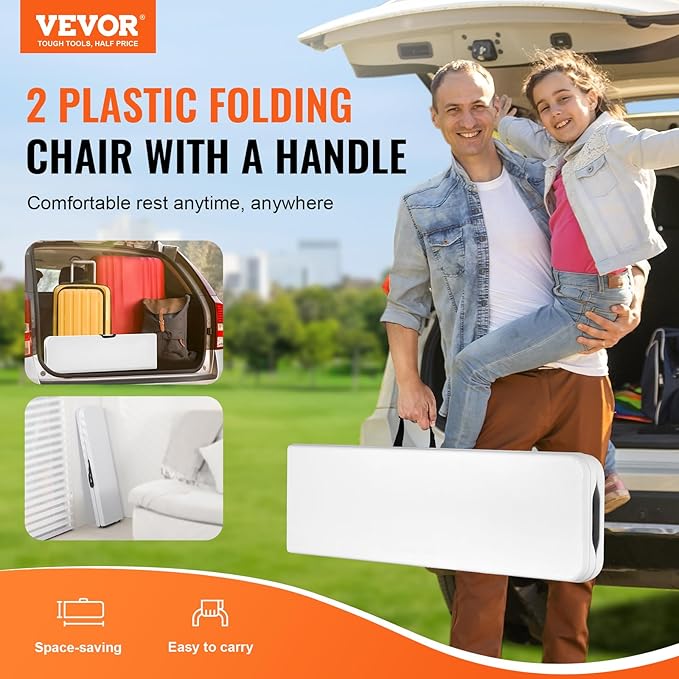 VEVOR Plastic Folding Bench, 6ft Portable Folding Bench, Smooth High Density - Image 4
