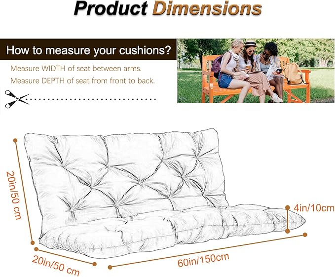 2-3 Seat Swing Replacement Cushion, Outdoor Bench Cushions - Image 6