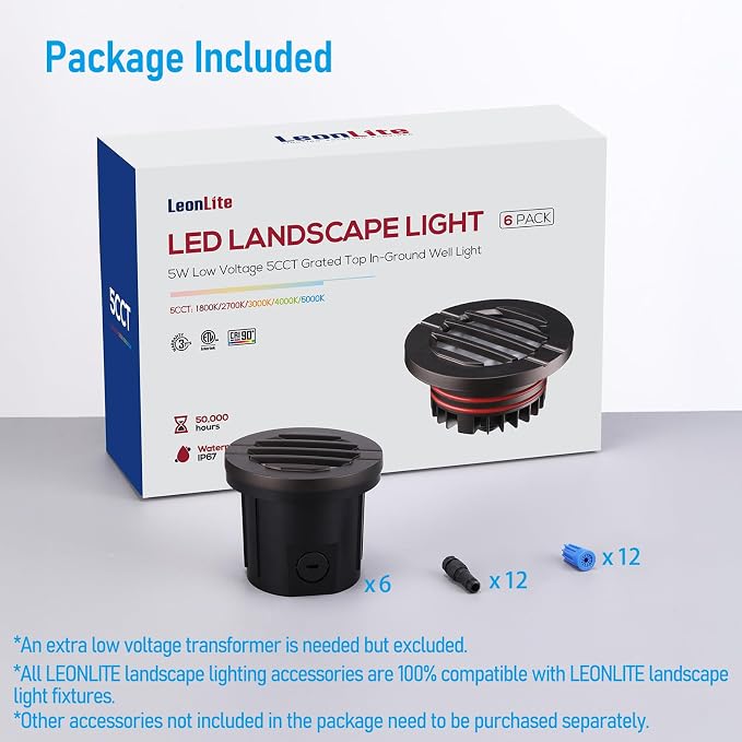 LEONLITE Dia. 4 Inch Well Lights Landscape LED In Ground, Grated Top, 5 Color - Image 9