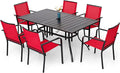 7-Piece Outdoor Dining Set, Powder Coated Steel Table by Anmutig