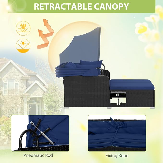 ORALNER Outdoor Daybed, 2-Person Wicker Patio Sofa - Image 3