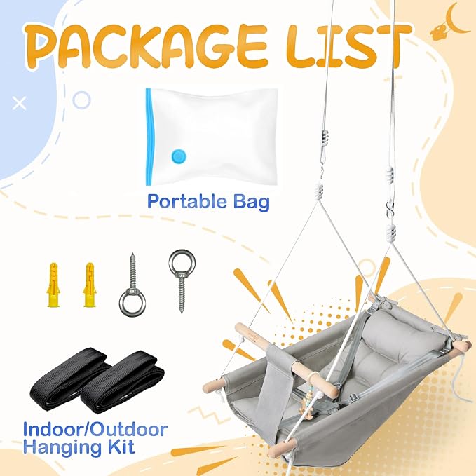 Baby Swing Indoor and Outdoor, Canvas Hammock Swing - Image 4