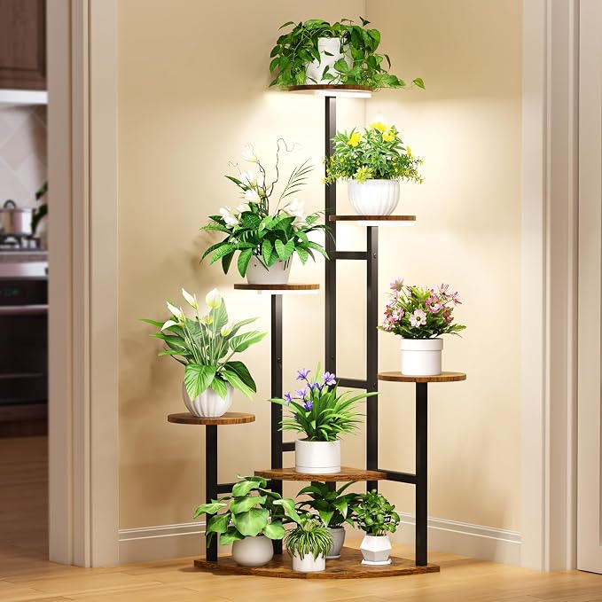 Corner Plant Stand with Grow Lights, 7 Tiered Plant Shelf Indoor, Metal Plant - Image 8