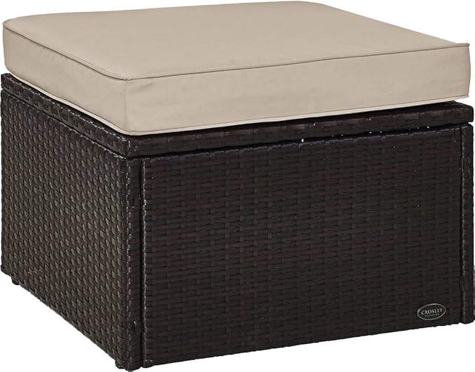 Crosley Furniture Palm Harbor Wicker Outdoor Ottoman Foot Rest - Image 5