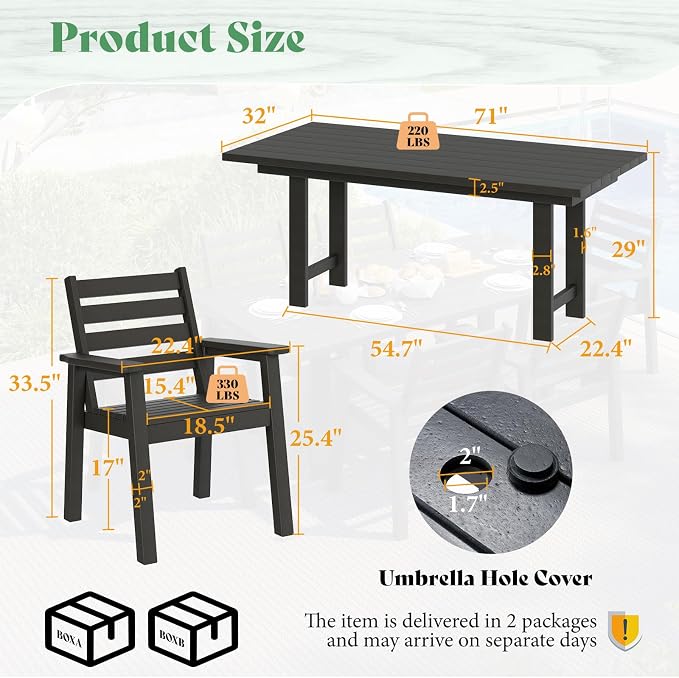 AMERLIFE 7-Piece HDPE Outdoor Dining Set - Image 2