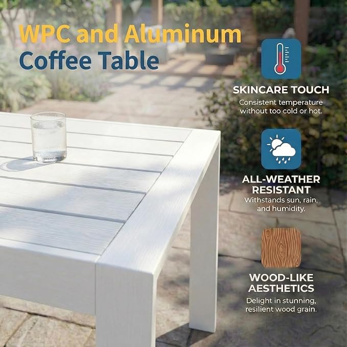 Wisteria Lane Aluminum Outdoor Patio Furniture Set, Modern Patio Conversation - Image 7