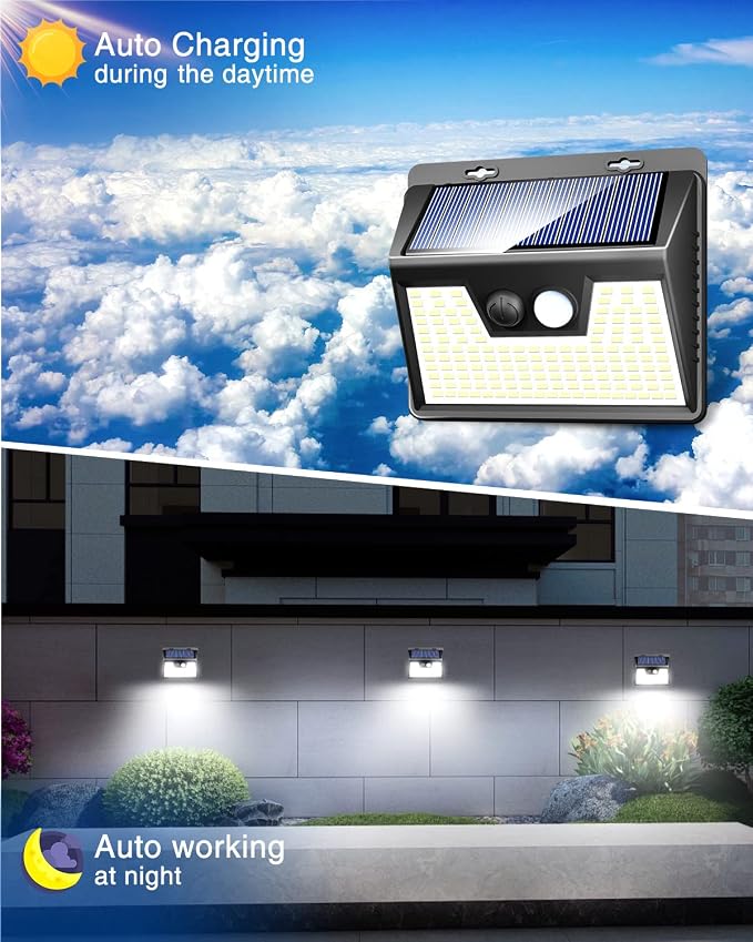 Peasur Solar Powered Lights Outdoor, 140 LED 8Pack Motion Sensor Light Outside - Image 6