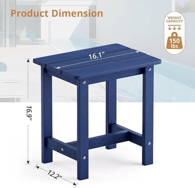 LUE BONA Outdoor Side Table Set of 2, HDPS Small Outdoor Table, Adirondack Side - Image 3
