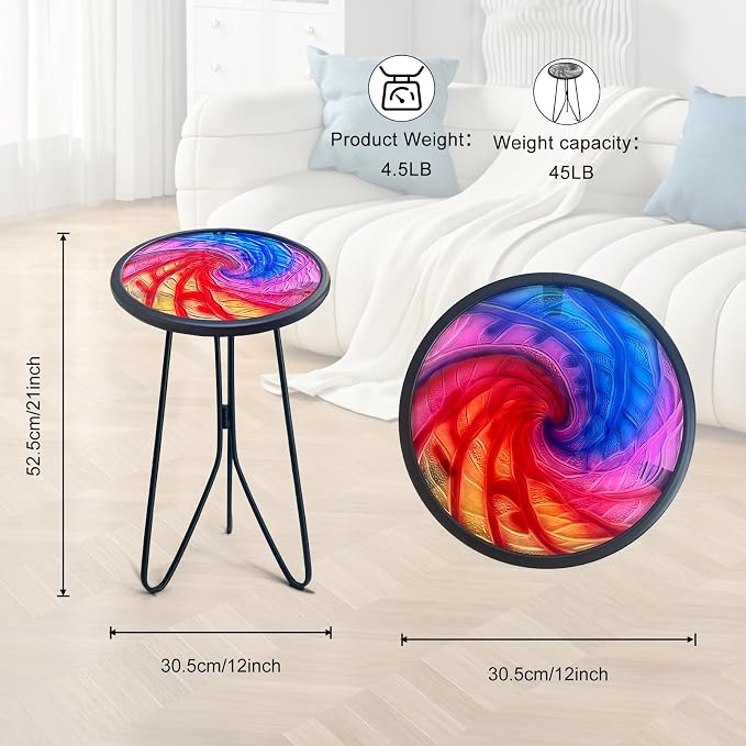 LIFFY Patio Side Tables, Small Round Decorative Metal End Table & Plant Tables - Image 3