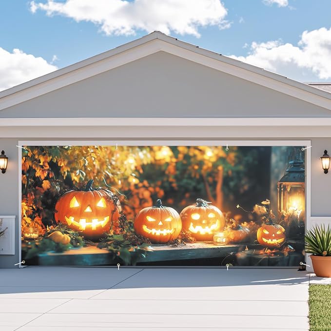 ANNA QUEEN Halloween Pumpkin Garage Door Banner 6 x 13FT, Glowing - Image 7