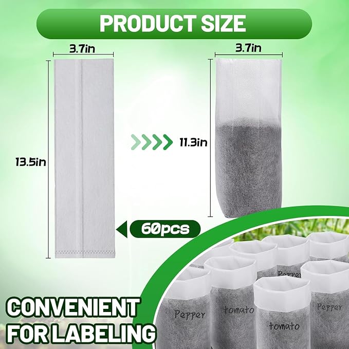 Cosweet 13.5''H Deep Nursery Grow Bags, Biodegradable Non-Woven Fabric Planting - Image 5