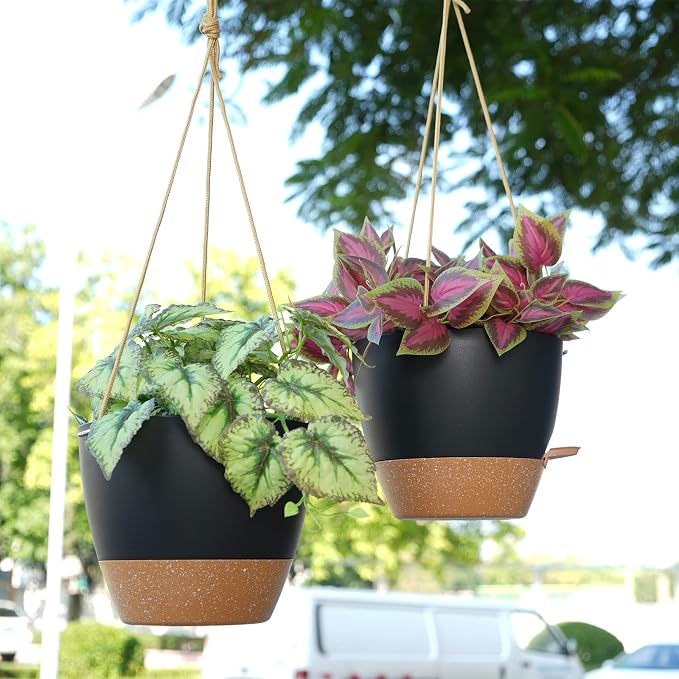 10 Inch Self Watering Hanging Pots, 2 Pack Hanging Planters - Image 5