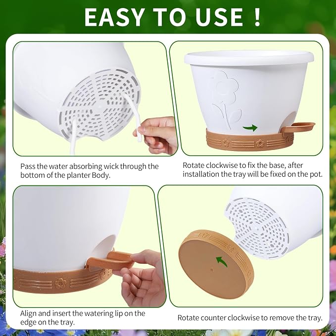 Plant Pots, Flower Pots for Indoor/Outdoor Plants, Self Watering Plastic - Image 5