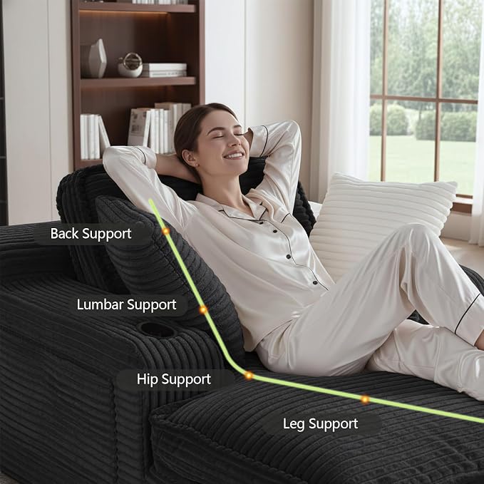 67" Oversized Chaise Lounge Chair Indoor, Soft Boneless Cloud Couch - Image 5
