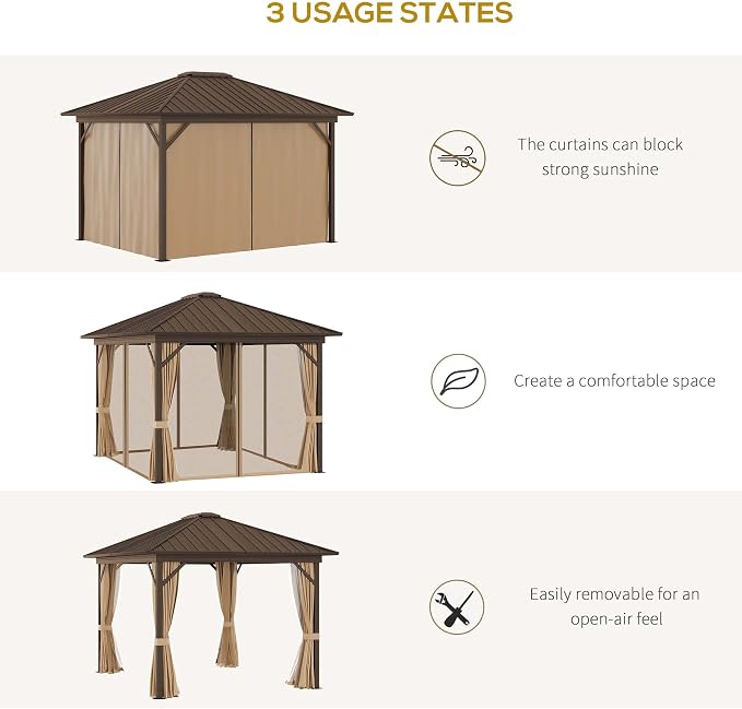 Outsunny 10' x 12' Hardtop Gazebo Canopy - Image 6