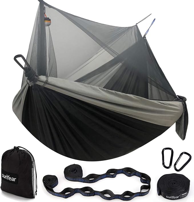 Sunyear Hammock Camping with Rain Fly Tarp and Net, Portable Camping Hammock by SleepSafeSwingFree