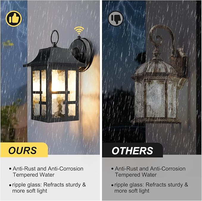OKELI Dusk to Dawn Outdoor Wall Lights, Exterior Waterproof Lantern, Front - Image 6