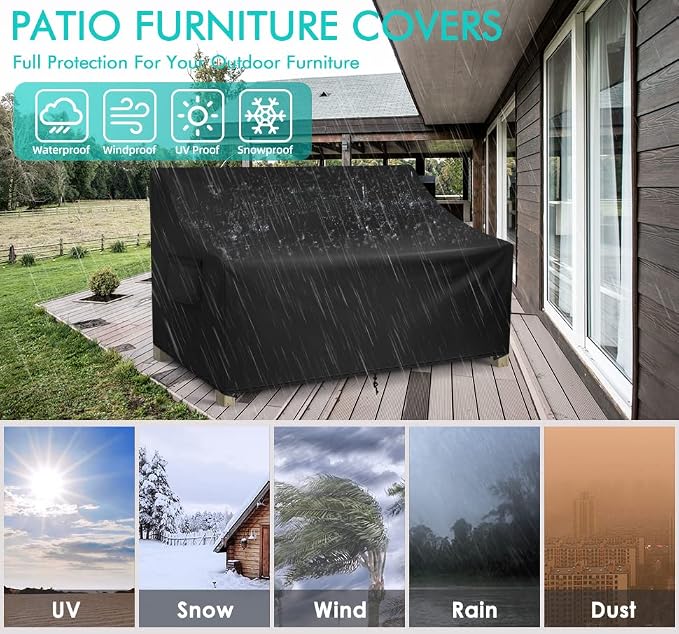 WLEAFJ Patio Sofa Cover Waterproof, Outdoor Loveseat Cover, Heavy Duty Deep - Image 5