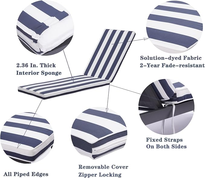 Only choice Outdoor Lounge Chair Cushions Patio Chaise Lounge Replacement - Image 3