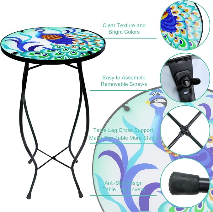 2PCS 12 Inch Small Outdoor Side Table - Image 4