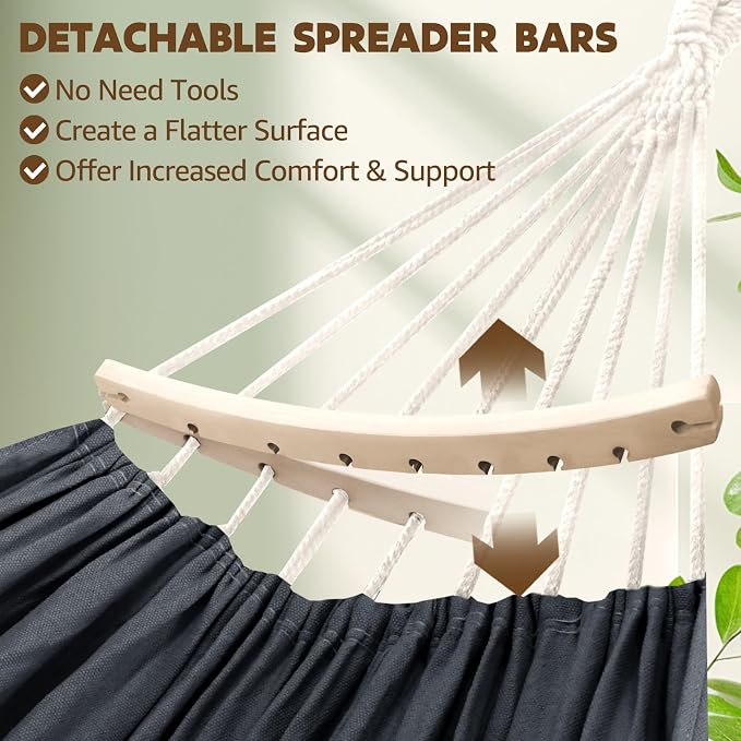 Chihee Cotton Hammock Large Soft Breathable Camping Hammock Holds Up to 660lbs - Image 3
