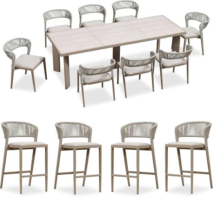 PURPLE LEAF 9 Pieces Outdoor Dining Set Patio Table and Chairs Set Aluminum by PURPLELEAF