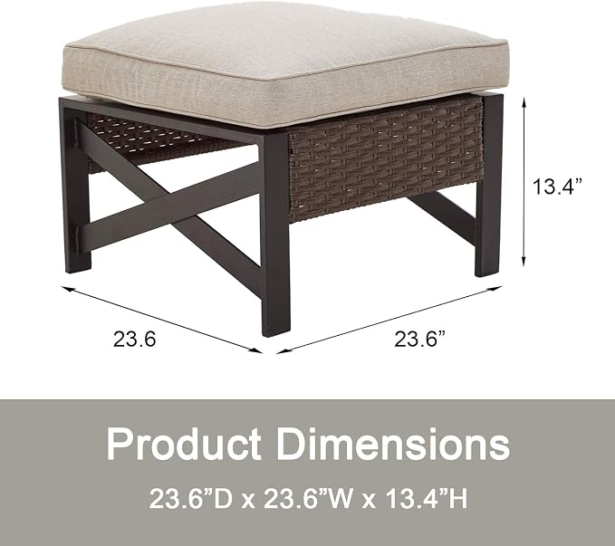 PatioFestival Outdoor Wicker Ottoman Patio Footstool Rattan Furniture Coffee - Image 3